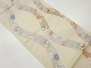 立涌に古典柄模様織出し袋帯